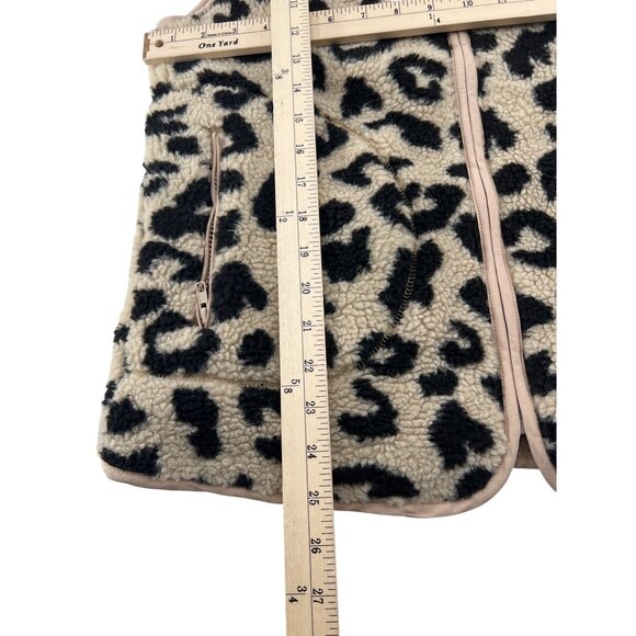 Merokeety Leopard Print Sherpa Fleece Vest Women's sz Medium Sleeveless Jacket - Picture 5 of 7
